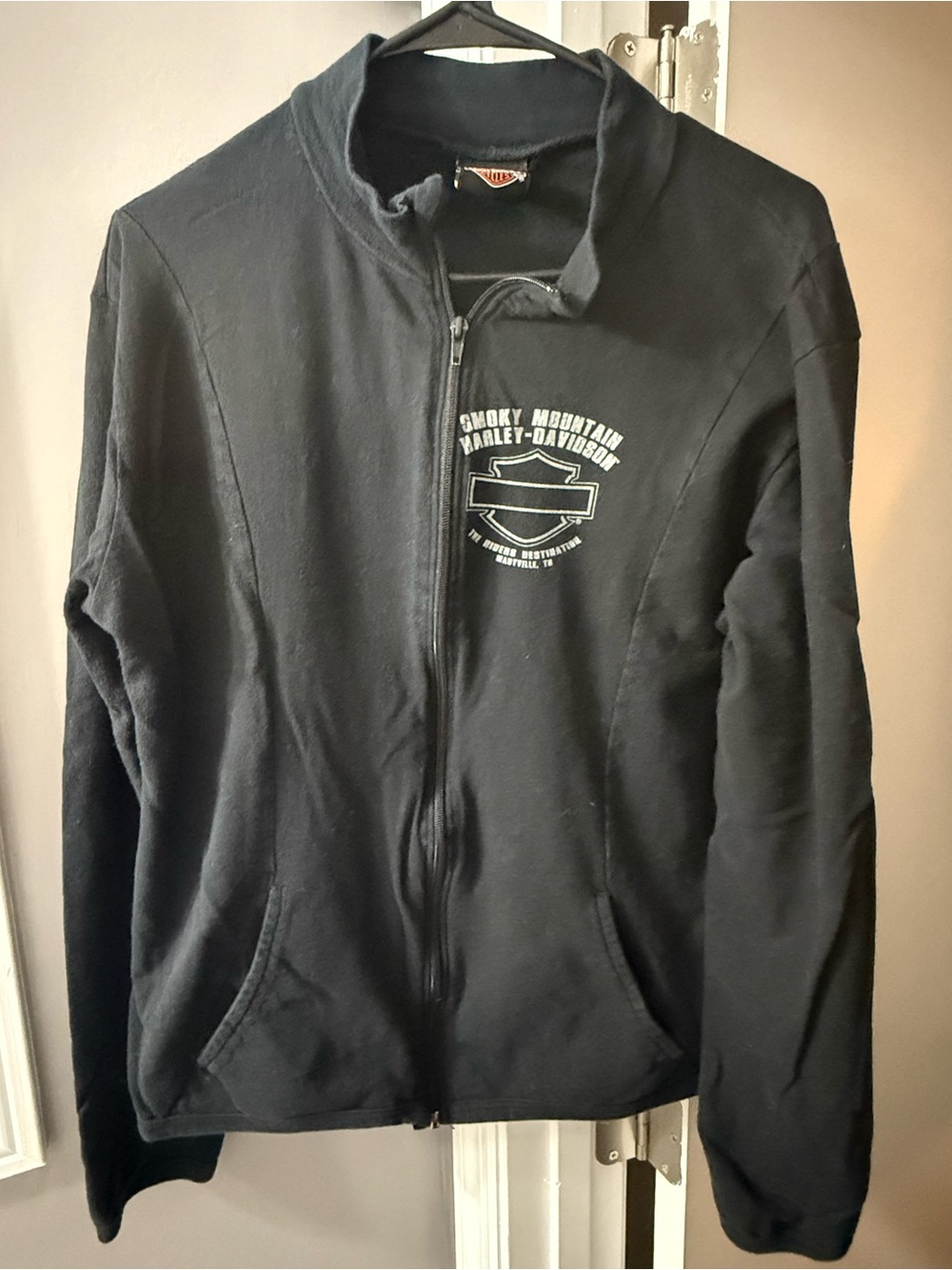 Harley-Davidson Black Full-Zip Womens Sweater with Chest Logo